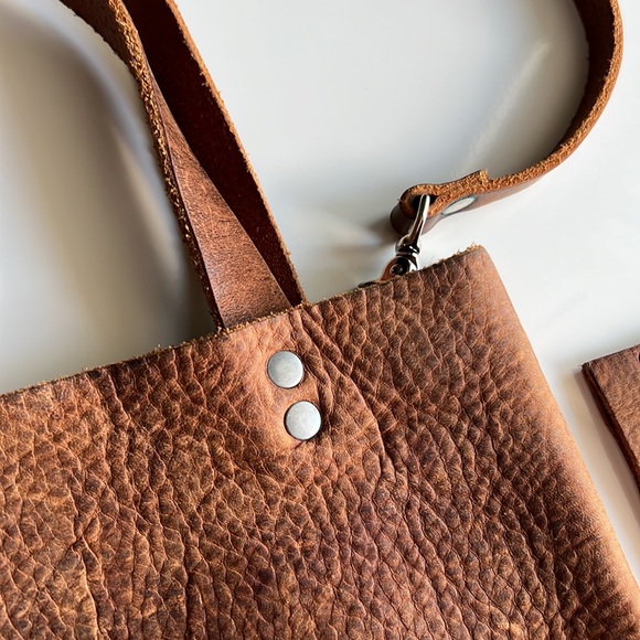 🔥Handmade Leather Tote and pouch Brown - Picture 6 of 17